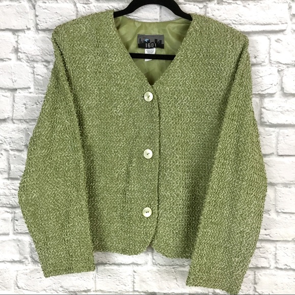 Vintage Sweaters - Vintage 1601 Pistachio Green Button Front Sweater